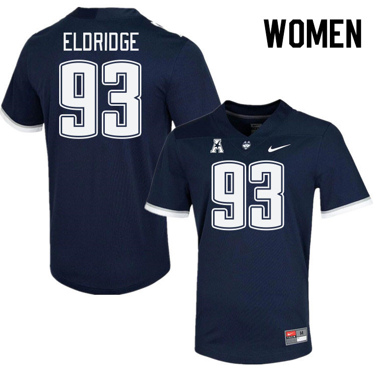 Women #93 Ray Eldridge Connecticut Huskies College Football Jerseys Stitched Sale-Navy